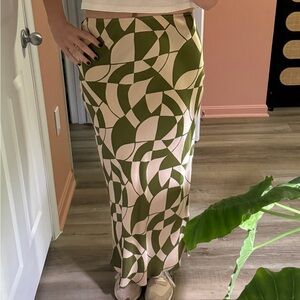 Topshop green & beige maxi skirt